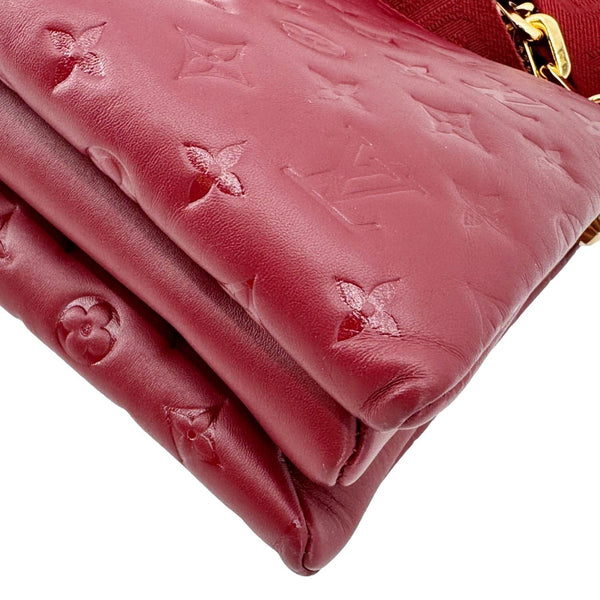 LOUIS VUITTON Coussin PM Monogram Embossed Leather Shoulder Bag Burgundy