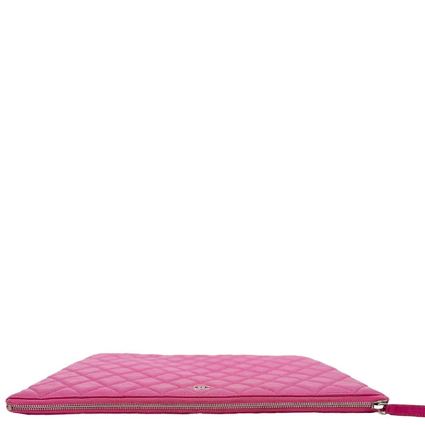 CHANEL Quilted Caviar O Clutch Cosmetic Case Pink