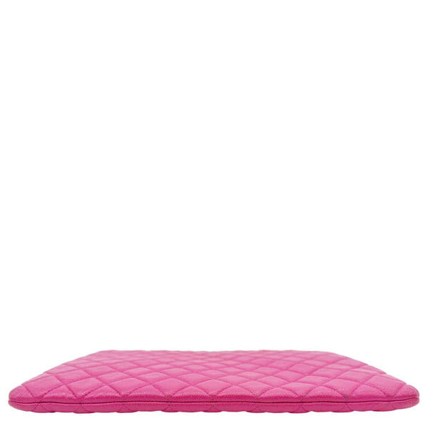 CHANEL Quilted Caviar O Clutch Cosmetic Case Pink
