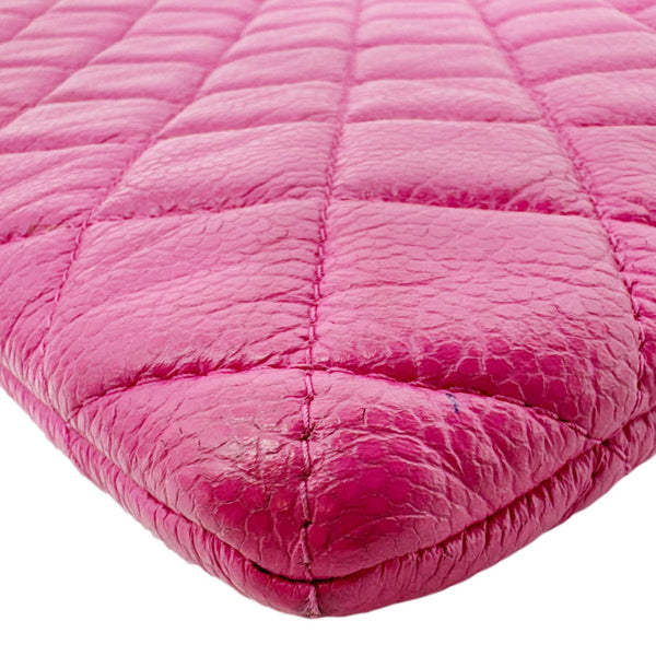 CHANEL Quilted Caviar O Clutch Cosmetic Case Pink