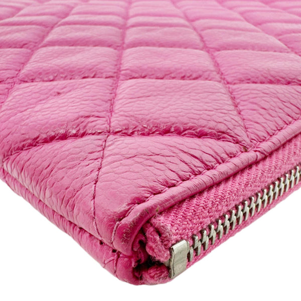 CHANEL Quilted Caviar O Clutch Cosmetic Case Pink