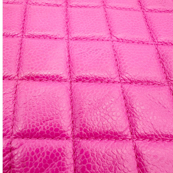CHANEL Quilted Caviar O Clutch Cosmetic Case Pink