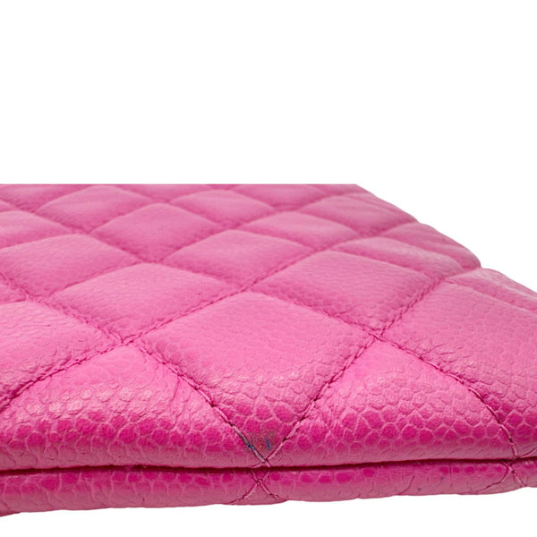 CHANEL Quilted Caviar O Clutch Cosmetic Case Pink