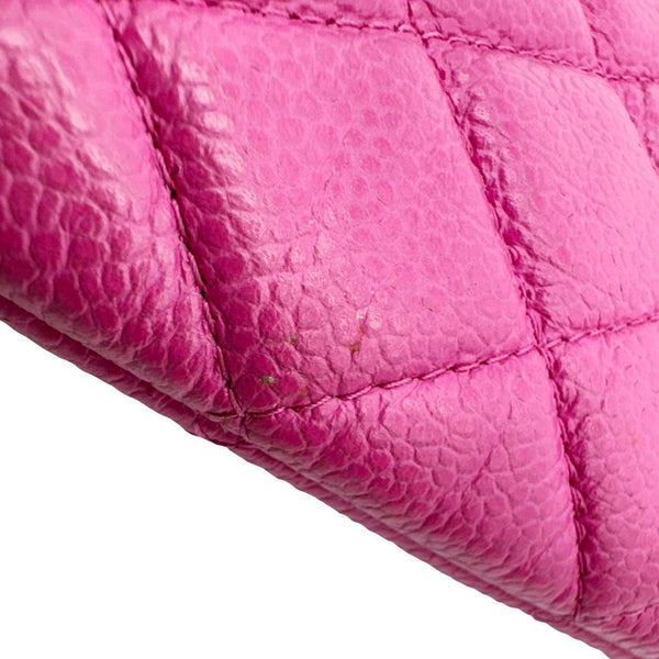 CHANEL Quilted Caviar O Clutch Cosmetic Case Pink
