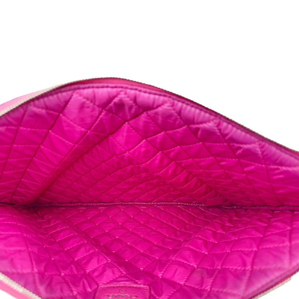 CHANEL Quilted Caviar O Clutch Cosmetic Case Pink