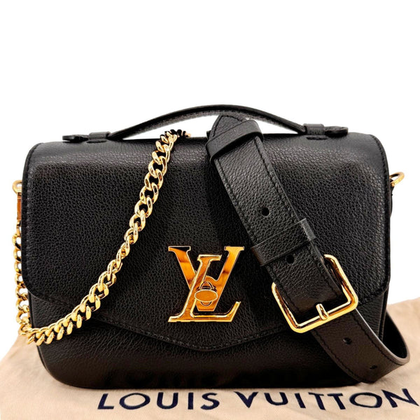 LOUIS VUITTON Lockme Oxford Grained Leather Crossbody Bag Black