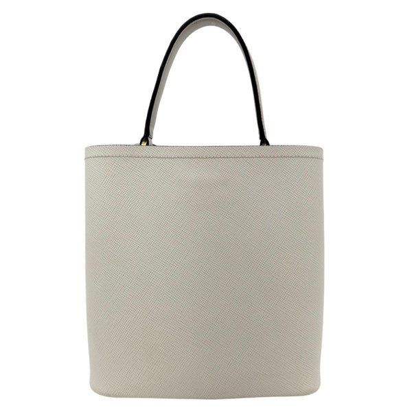 PRADA Panier Saffiano Cuir Leather Bucket Bag White