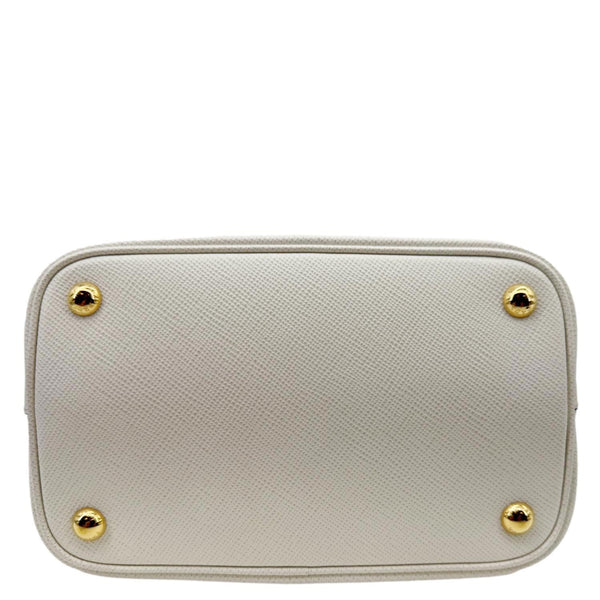 PRADA Panier Saffiano Cuir Leather Bucket Bag White