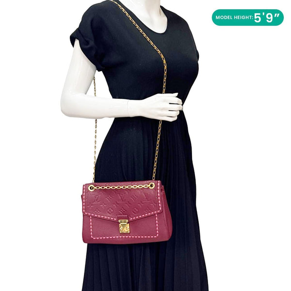 LOUIS VUITTON Saint Germain PM Monogram Empreinte Leather Shoulder Bag Burgundy