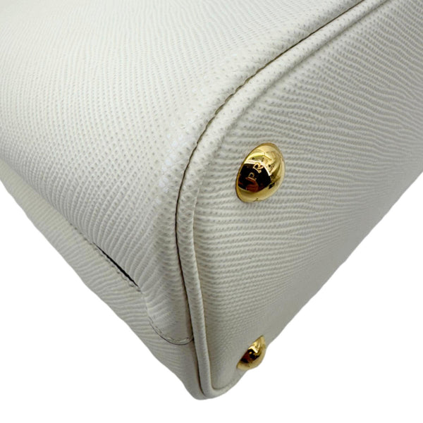 PRADA Panier Saffiano Cuir Leather Bucket Bag White