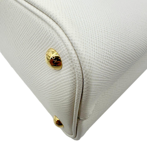 PRADA Panier Saffiano Cuir Leather Bucket Bag White