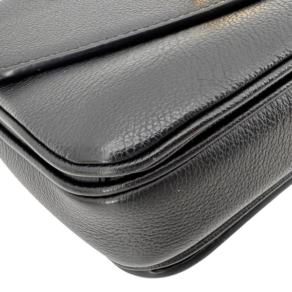 LOUIS VUITTON Lockme Oxford Grained Leather Crossbody Bag Black