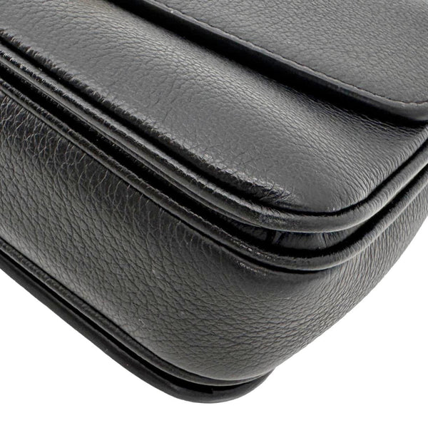LOUIS VUITTON Lockme Oxford Grained Leather Crossbody Bag Black
