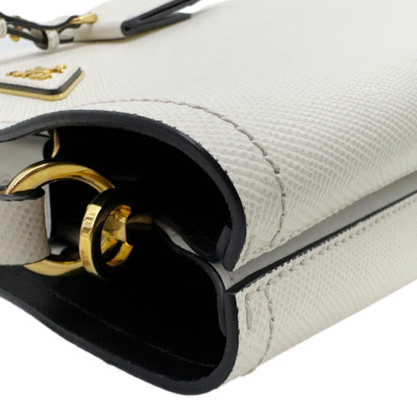 PRADA Panier Saffiano Cuir Leather Bucket Bag White