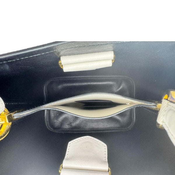 PRADA Panier Saffiano Cuir Leather Bucket Bag White