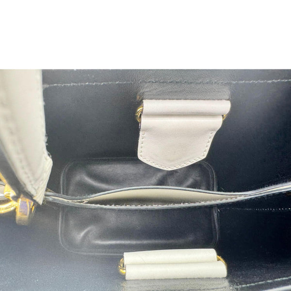 PRADA Panier Saffiano Cuir Leather Bucket Bag White