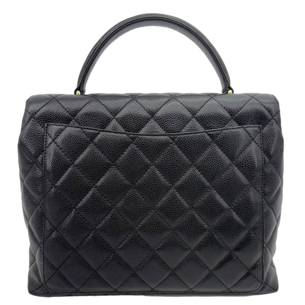 CHANEL Kelly Flap Small Quilted Caviar Leather Tote Bag Black