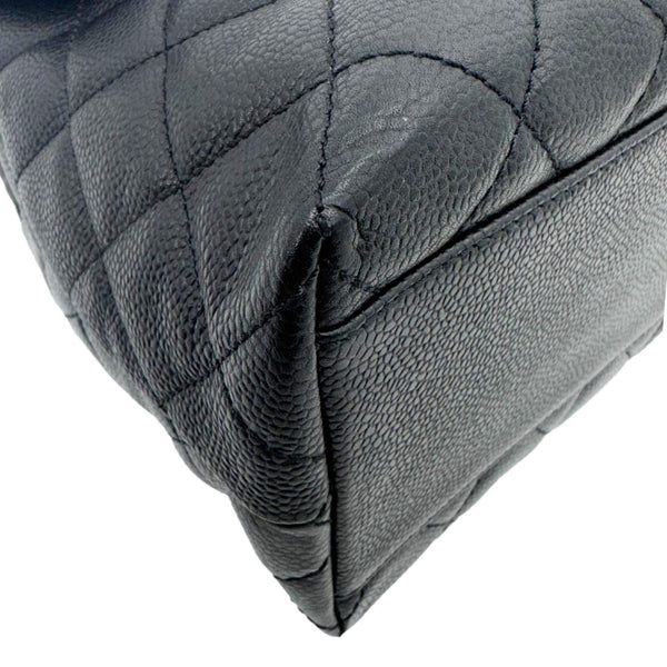 CHANEL Kelly Flap Small Quilted Caviar Leather Tote Bag Black