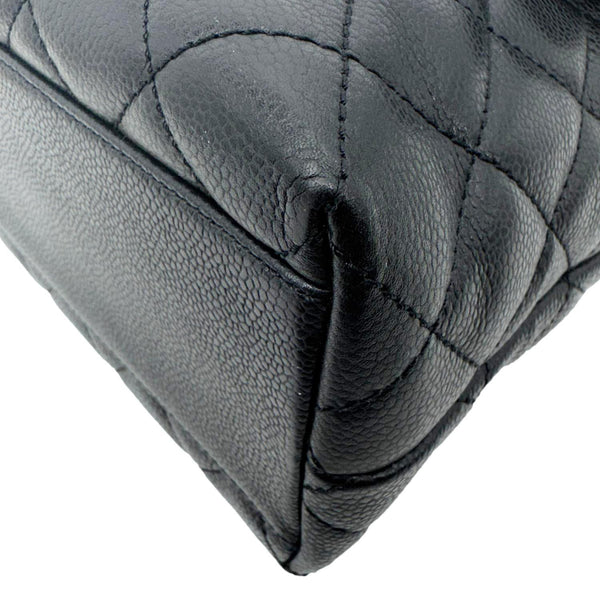 CHANEL Kelly Flap Small Quilted Caviar Leather Tote Bag Black