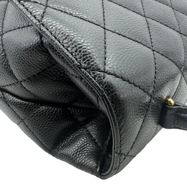 CHANEL Kelly Flap Small Quilted Caviar Leather Tote Bag Black