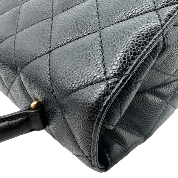 CHANEL Kelly Flap Small Quilted Caviar Leather Tote Bag Black