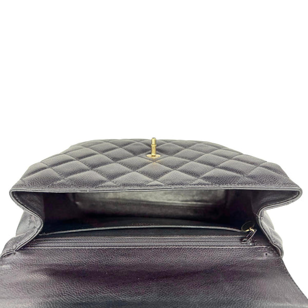 CHANEL Kelly Flap Small Quilted Caviar Leather Tote Bag Black