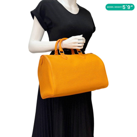 LOUIS VUITTON Speedy 30 Epi Leather Satchel Bag Orange