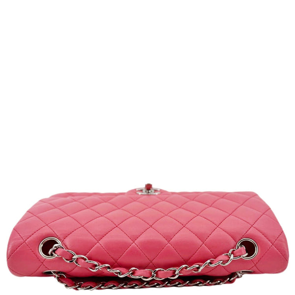 CHANEL Classic Double Flap Medium Quilted Leather Shoulder Bag Salmon Pink