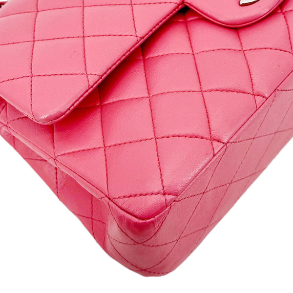 CHANEL Classic Double Flap Medium Quilted Leather Shoulder Bag Salmon Pink