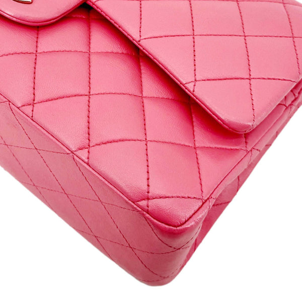 CHANEL Classic Double Flap Medium Quilted Leather Shoulder Bag Salmon Pink