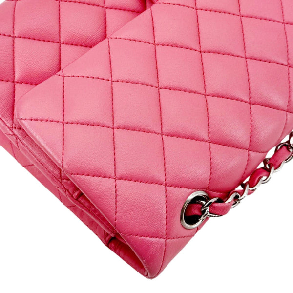 CHANEL Classic Double Flap Medium Quilted Leather Shoulder Bag Salmon Pink