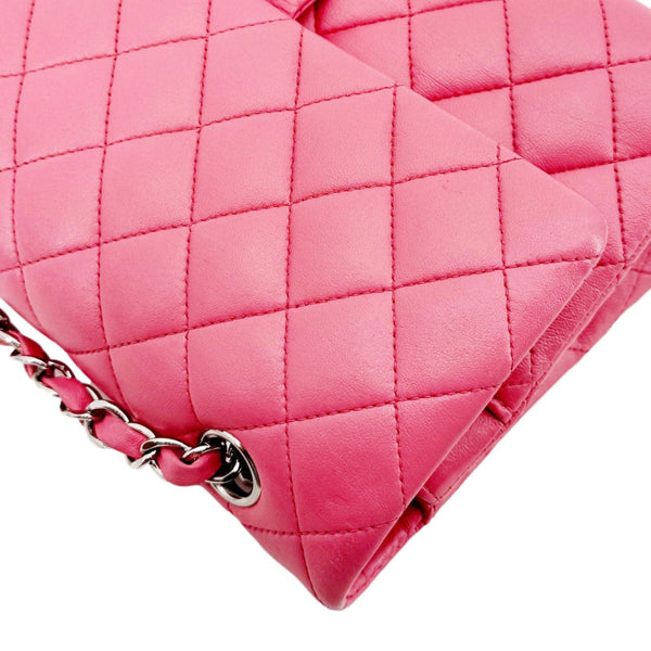 CHANEL Classic Double Flap Medium Quilted Leather Shoulder Bag Salmon Pink