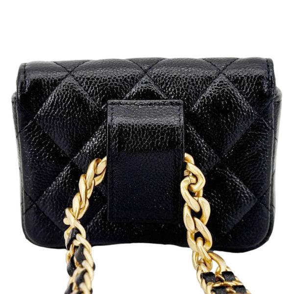 CHANEL Sweetheart CC Chain Quilted Caviar Leather Belt Bag Black
