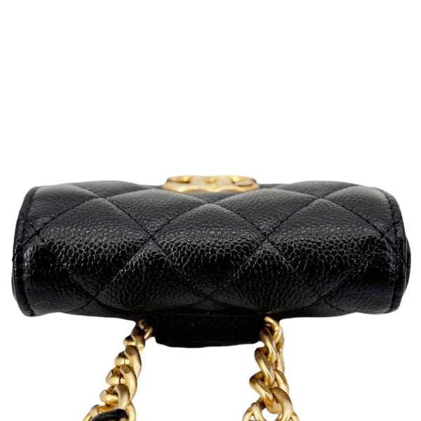 CHANEL Sweetheart CC Chain Quilted Caviar Leather Belt Bag Black
