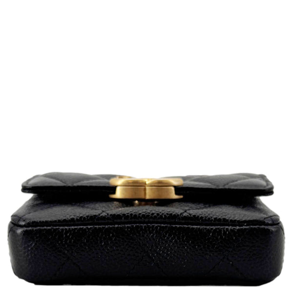 CHANEL Sweetheart CC Chain Quilted Caviar Leather Belt Bag Black