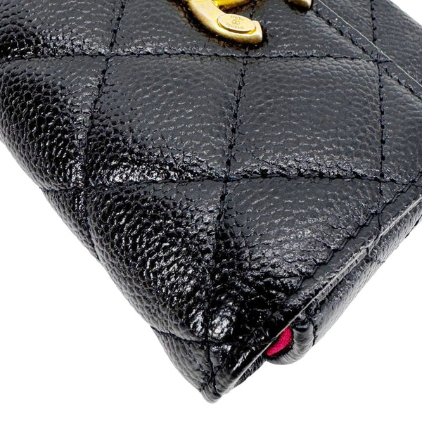 CHANEL Sweetheart CC Chain Quilted Caviar Leather Belt Bag Black