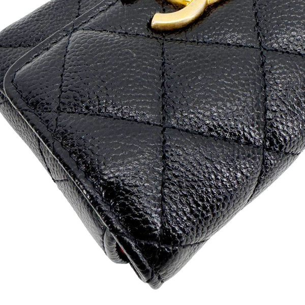CHANEL Sweetheart CC Chain Quilted Caviar Leather Belt Bag Black