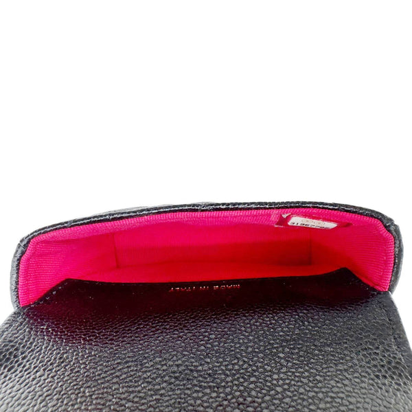 CHANEL Sweetheart CC Chain Quilted Caviar Leather Belt Bag Black