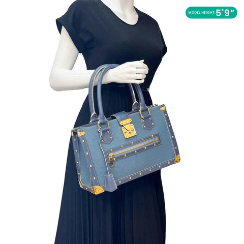 LOUIS VUITTON Suhali Le Fabuleux Leather Satchel Bag Blue