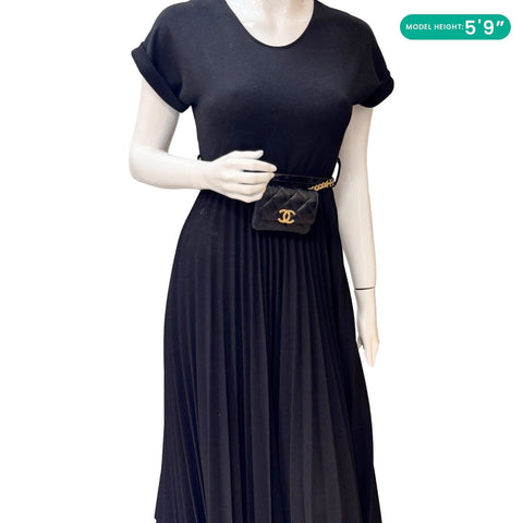 CHANEL Sweetheart CC Chain Quilted Caviar Leather Belt Bag Black