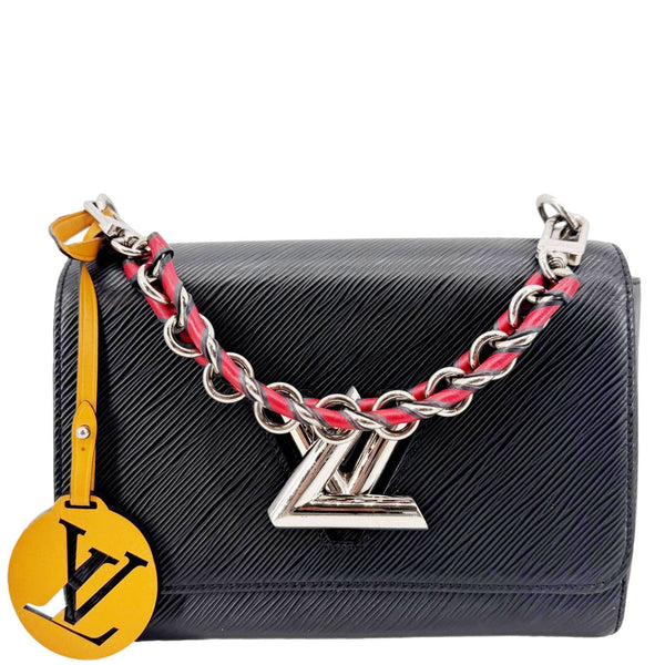 LOUIS VUITTON Twist MM Braided Handle Epi Leather Shoulder Bag Black