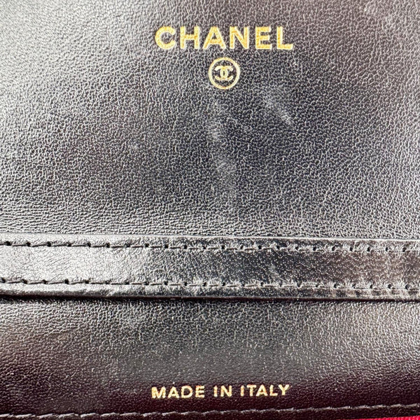 CHANEL 19 Flap Coin Purse Quilted Leather Chain Shoulder Bag Black