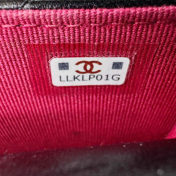 CHANEL 19 Flap Coin Purse Quilted Leather Chain Shoulder Bag Black