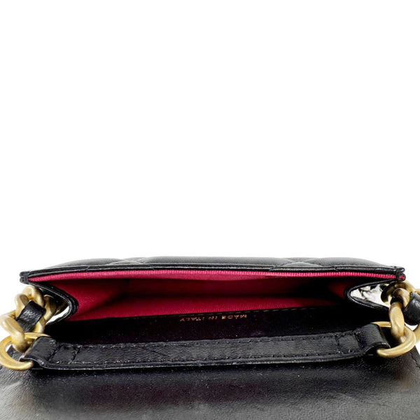 CHANEL 19 Flap Coin Purse Quilted Leather Chain Shoulder Bag Black