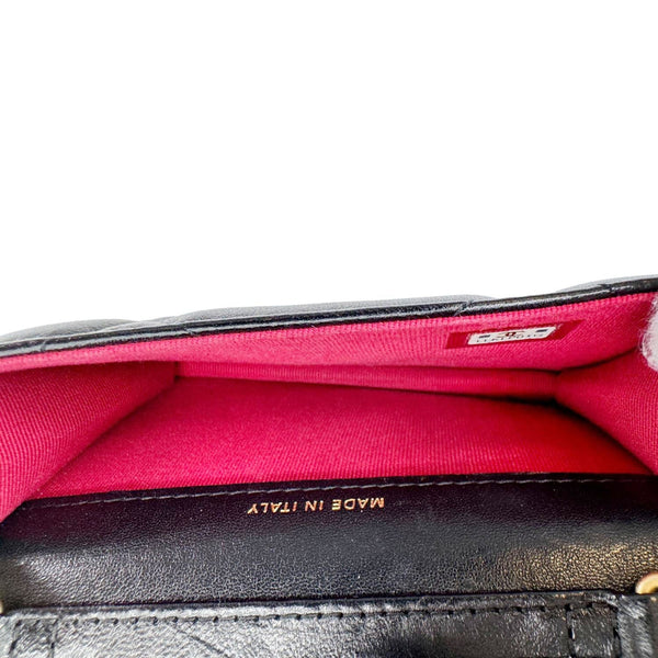 CHANEL 19 Flap Coin Purse Quilted Leather Chain Shoulder Bag Black