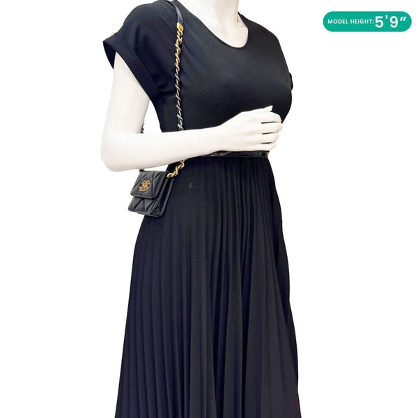 CHANEL 19 Flap Coin Purse Quilted Leather Chain Shoulder Bag Black