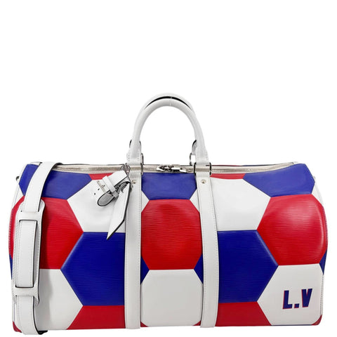LOUIS VUITTON Keepall 50 FIFA Cup Bandouliere Leather Travel Bag Multicolor