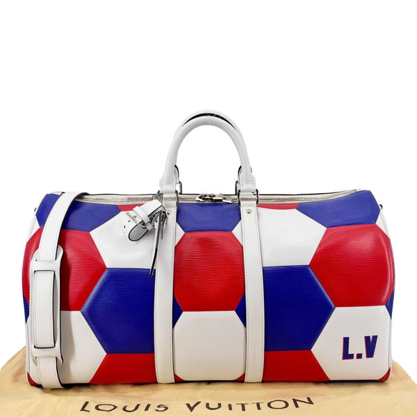 LOUIS VUITTON Keepall 50 FIFA Cup Bandouliere Leather Travel Bag Multicolor