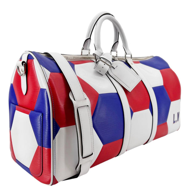 LOUIS VUITTON Keepall 50 FIFA Cup Bandouliere Leather Travel Bag Multicolor