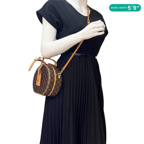 LOUIS VUITTON Petite Boite Chapeau Monogram Canvas Shoulder Bag Brown